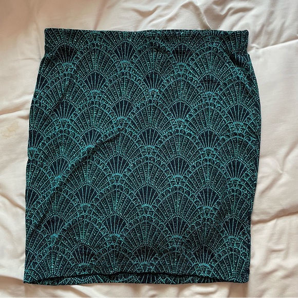 Divided h&m teal and black metallic glitter pencil skirt size small - Picture 1 of 3